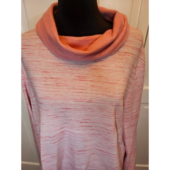 Chico's Weekend Peach Cowl Neck Sweatshirt XL (3) Athleisure Sporty Preppy - Picture 6 of 7